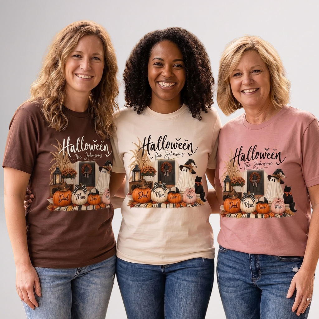 Custom Halloween Family Shirt – Matching Pumpkin Fall T-Shirt