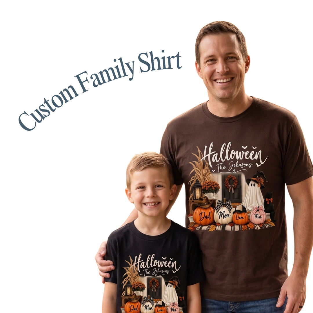 Custom Halloween Family Shirt – Matching Pumpkin Fall T-Shirt