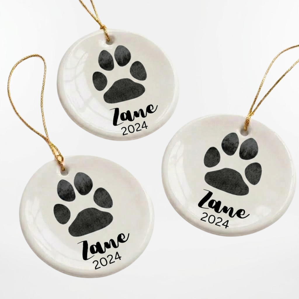 Personalized Paw Print Christmas Ornament – Custom Pet Keepsake Gift