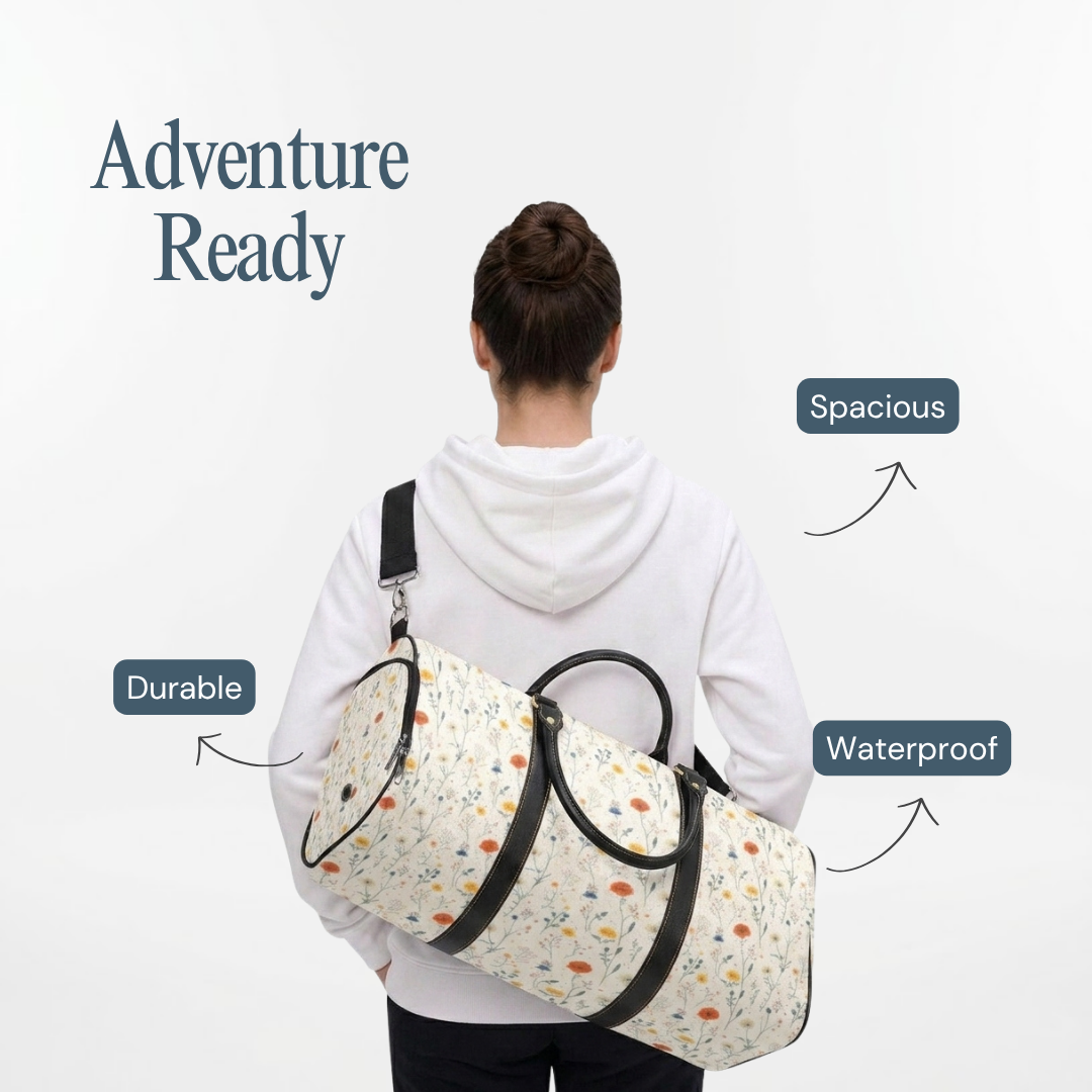 Personalized White Floral Weekender Duffel Bag – Gym & Sports Training Bag