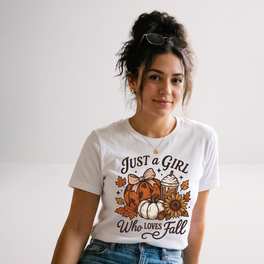 Girls Fall Halloween Shirt – Just a Girl Who Loves Fall Autumn Tee