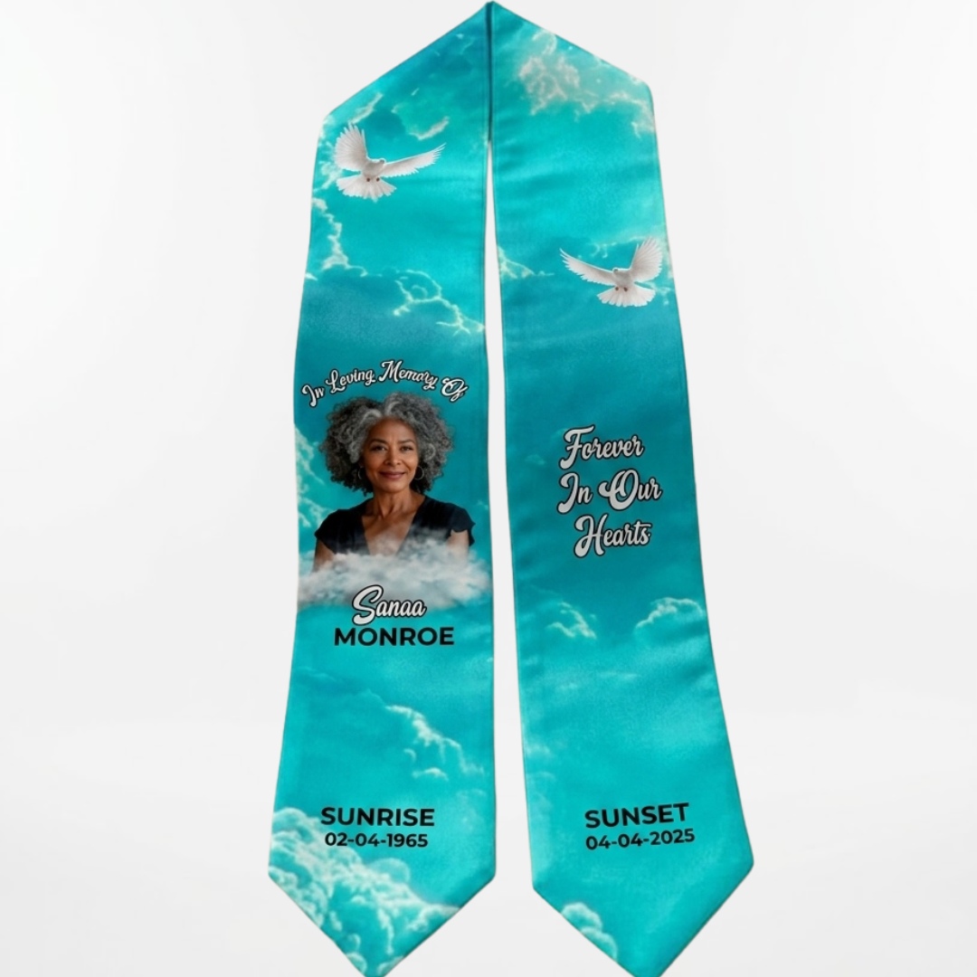 Personalized Memorial Stole with Photo – Custom Funeral Tribute Stole
