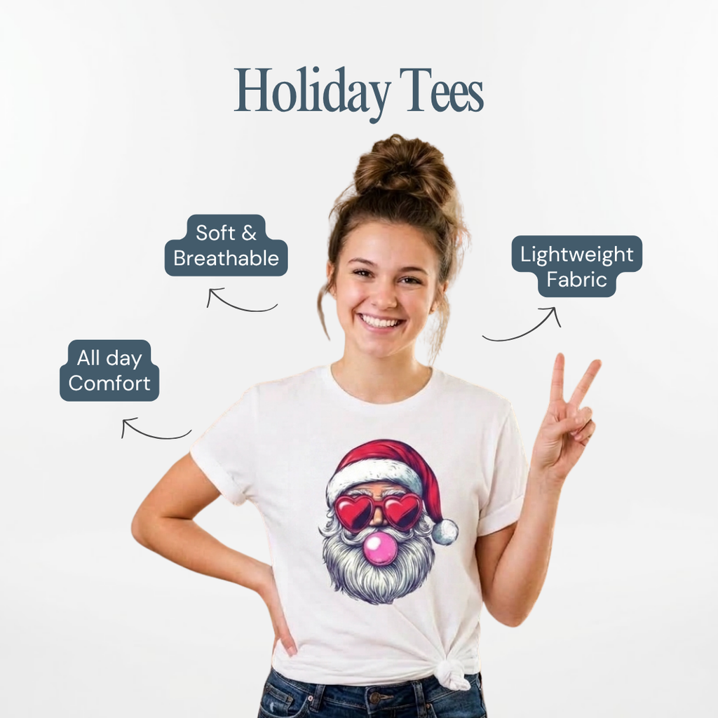 Personalized Santa Christmas T-Shirt for Kids & Family – Custom Holiday Shirt