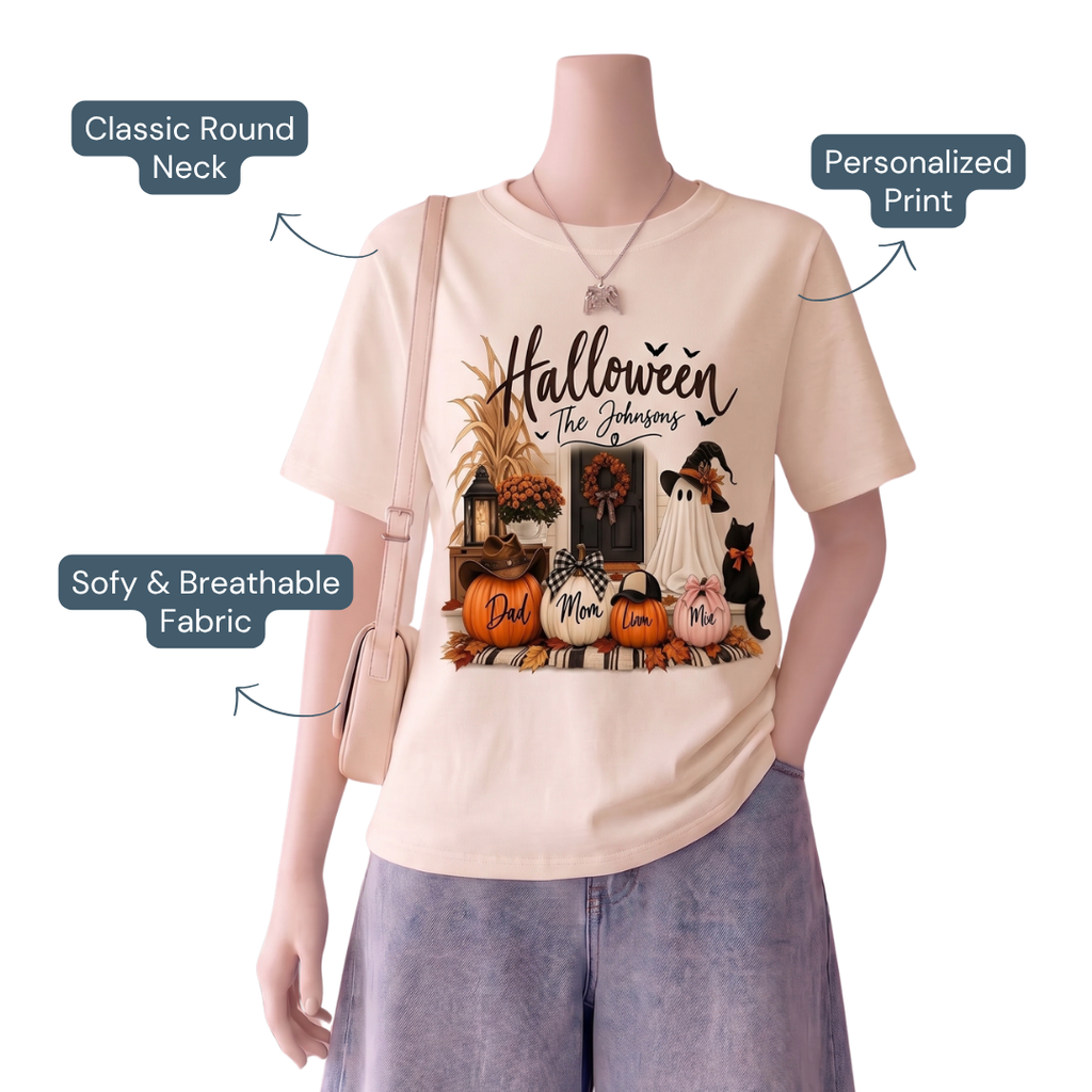 Custom Halloween Family Shirt – Matching Pumpkin Fall T-Shirt