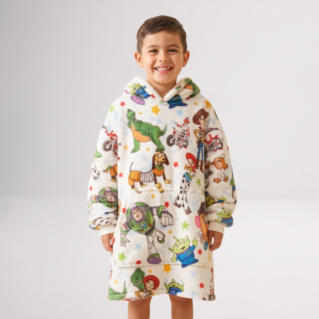 Custom White Toy Story Blanket Hoodie – Personalized Family Snuggie