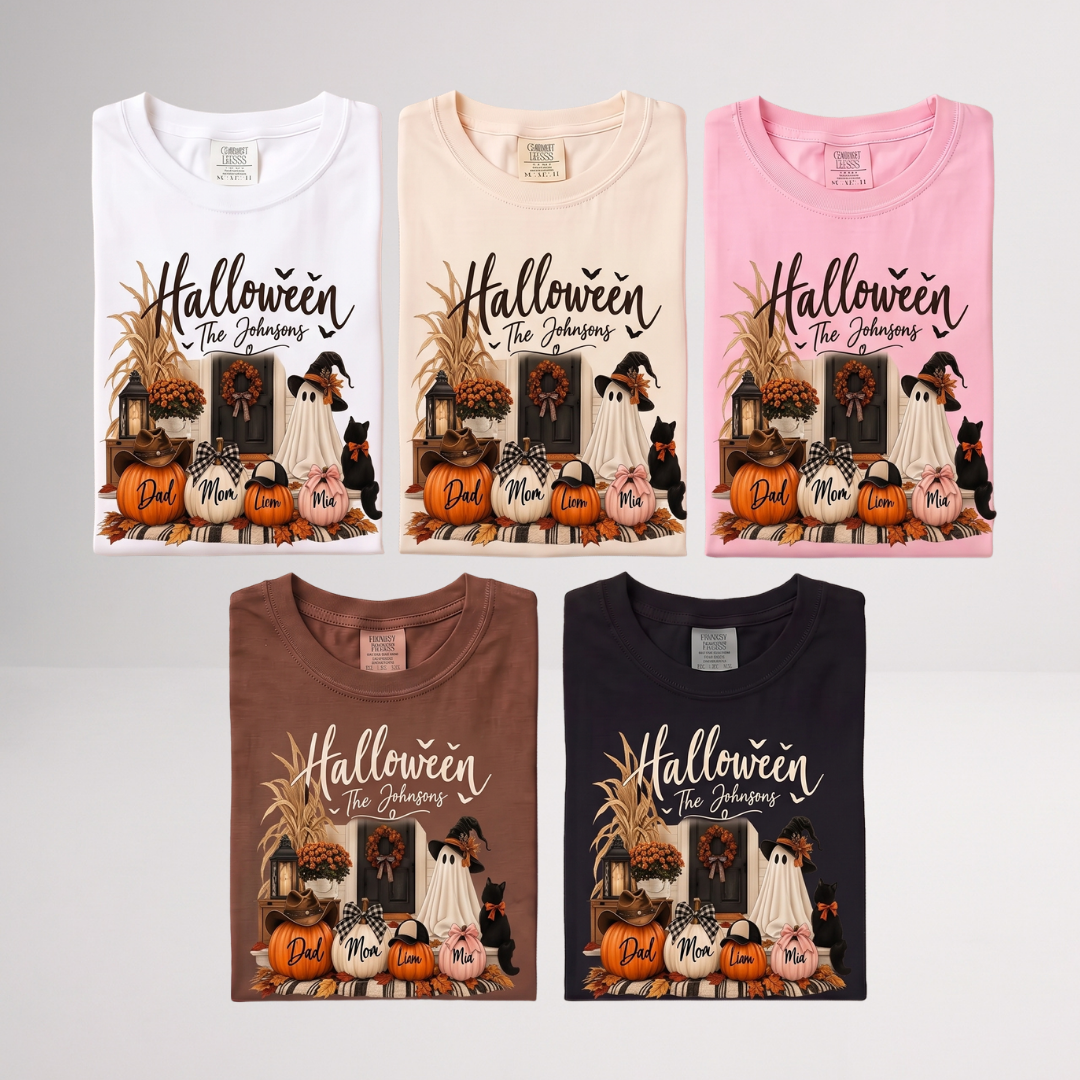Custom Halloween Family Shirt – Matching Pumpkin Fall T-Shirt