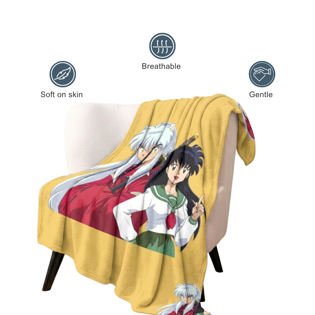 Personalized InuYasha Kagome Anime Blanket – Ultra-Soft Fleece 60x80