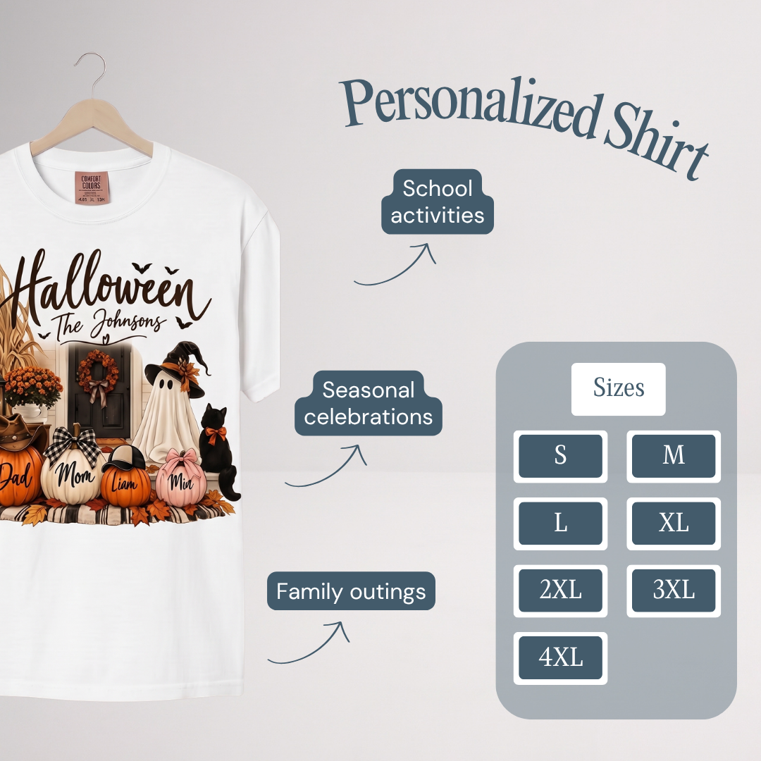 Custom Halloween Family Shirt – Matching Pumpkin Fall T-Shirt