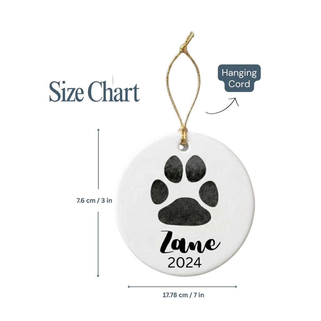 Personalized Paw Print Christmas Ornament – Custom Pet Keepsake Gift