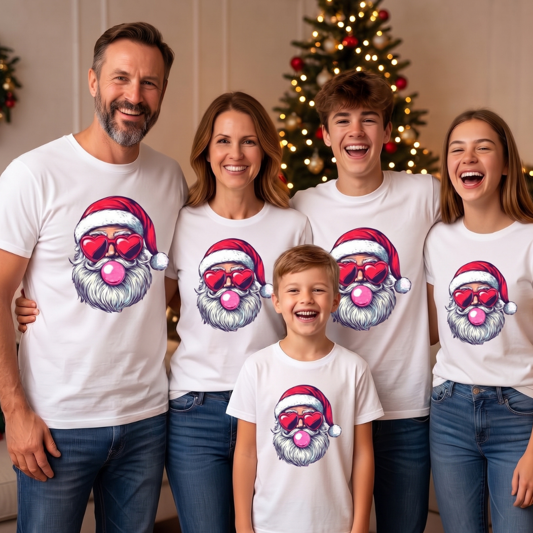 Personalized Santa Christmas T-Shirt for Kids & Family – Custom Holiday Shirt