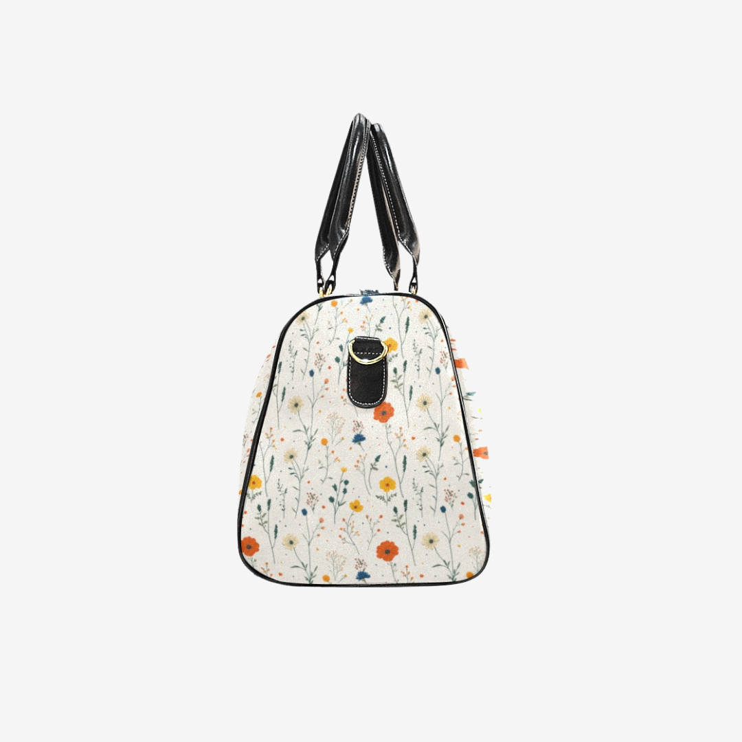 Personalized White Floral Weekender Duffel Bag – Gym & Sports Training Bag