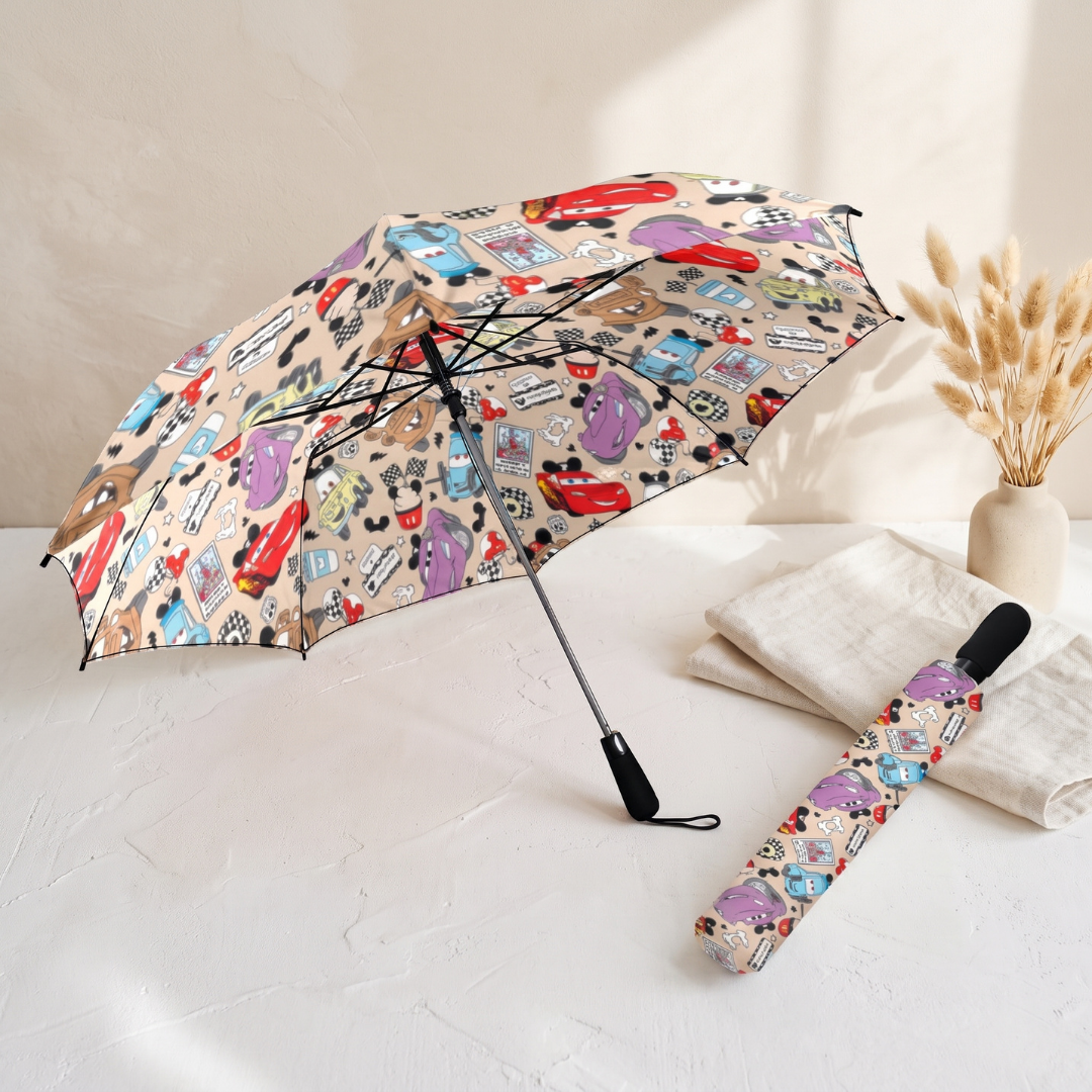 Custom Kids’ Car Character Umbrella | Semi-Automatic Foldable Umbrella