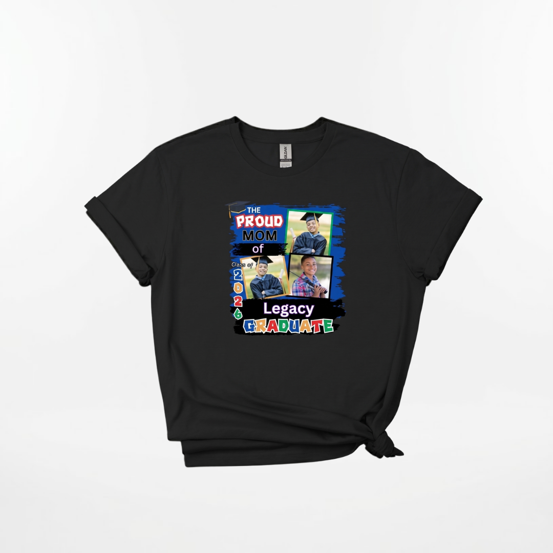 Personalized Graduation Photo Black T-Shirt – Proud Family Graduation Shirt