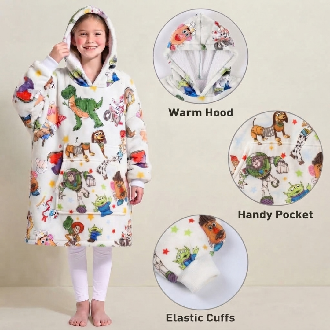 Custom White Toy Story Blanket Hoodie – Personalized Family Snuggie