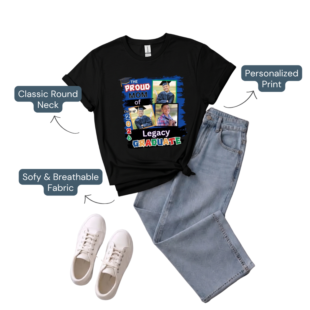Personalized Graduation Photo Black T-Shirt – Proud Family Graduation Shirt