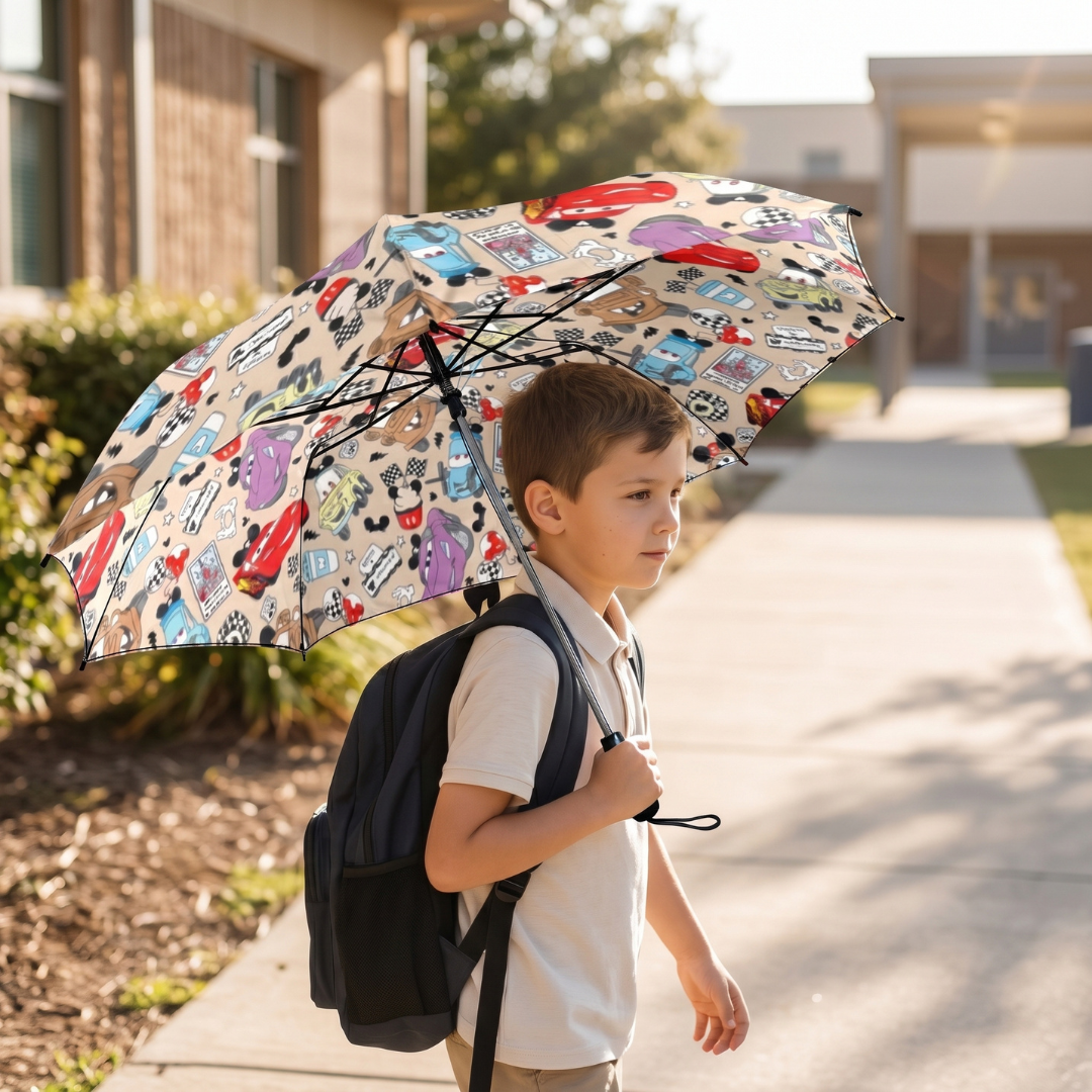 Custom Kids’ Car Character Umbrella | Semi-Automatic Foldable Umbrella