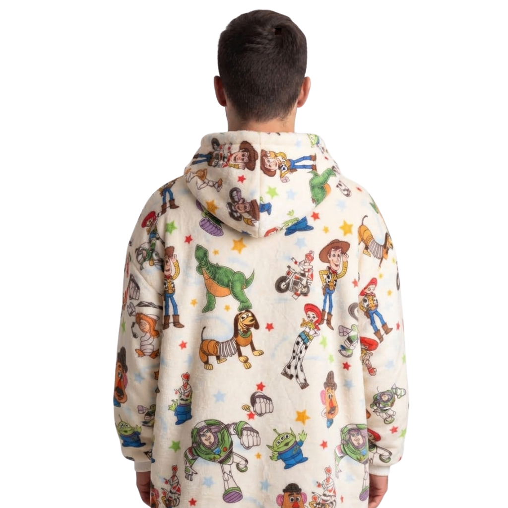 Custom White Toy Story Blanket Hoodie – Personalized Family Snuggie