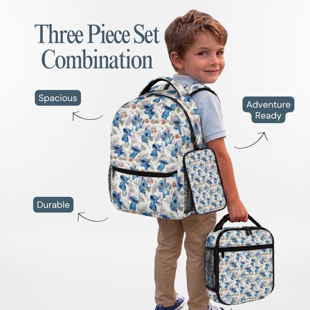 Personalized Stitch Backpack Set for Kids – 3-Piece School Bag Set