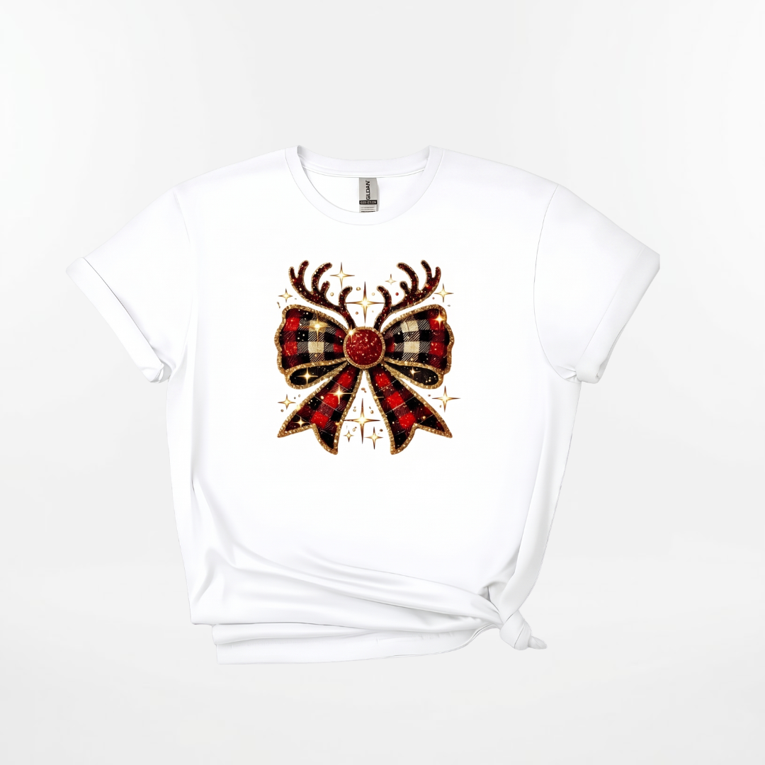 Personalized Coquette Reindeer Christmas Shirt – Kids & Family Holiday T-Shirt