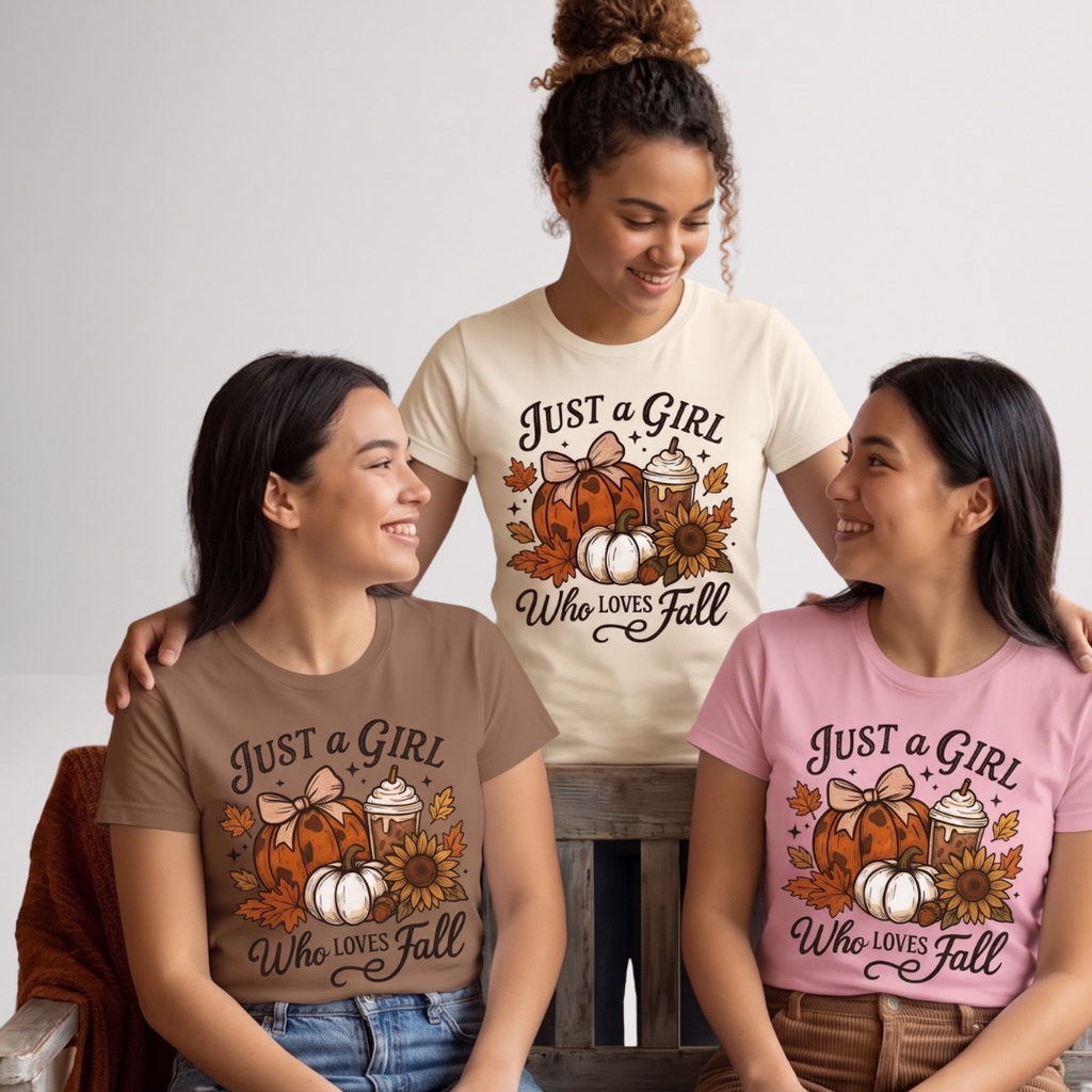 Girls Fall Halloween Shirt – Just a Girl Who Loves Fall Autumn Tee