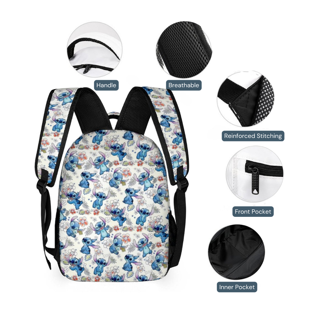 Personalized Stitch Backpack Set for Kids – 3-Piece School Bag Set