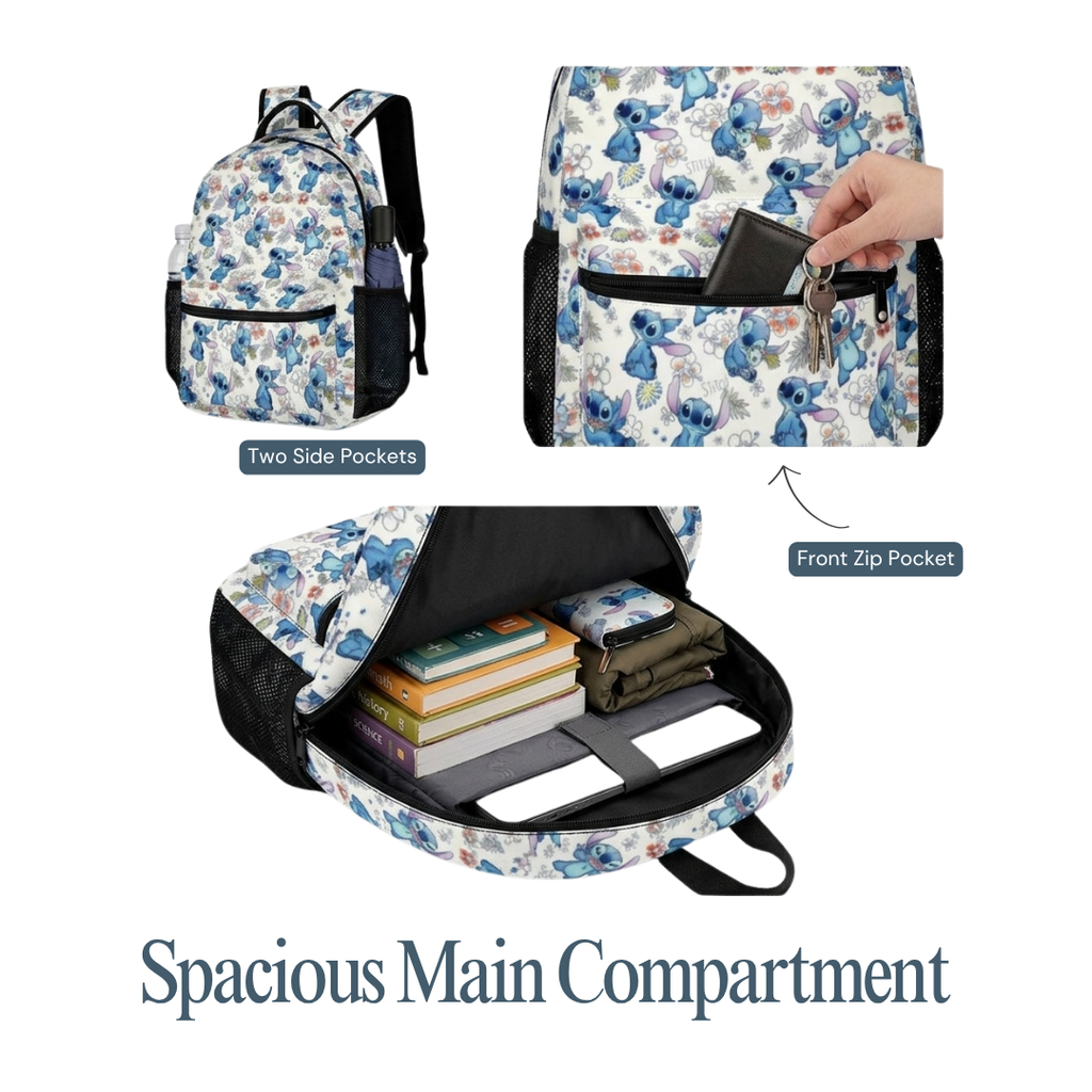 Personalized Stitch Backpack Set for Kids – 3-Piece School Bag Set