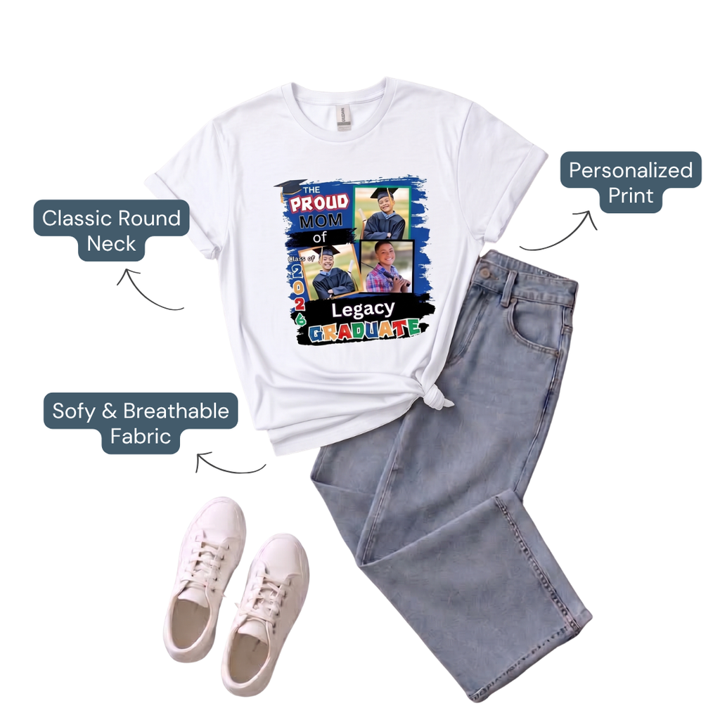 Personalized Graduation Photo White T-Shirt – Proud Family Graduation Shirt