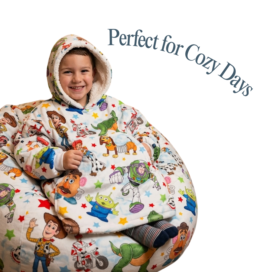 Custom White Toy Story Blanket Hoodie – Personalized Family Snuggie