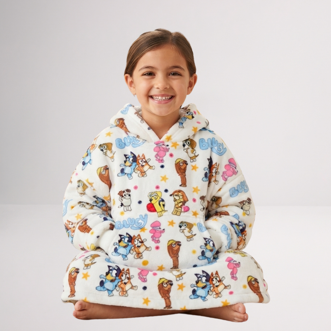 Custom Bluey Snuggie Blanket Hoodie – Personalized Family Wearable Blanket