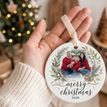 Custom Family Photo Christmas Ornament – 3-Inch Ceramic Round Keepsake (Copy)