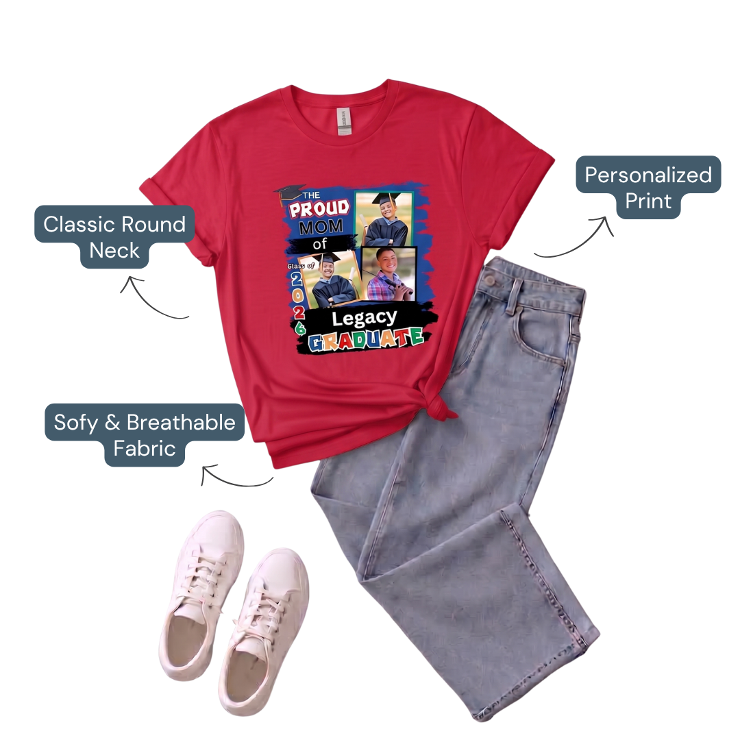 Personalized Graduation Photo Red T-Shirt – Proud Family Graduation Shirt