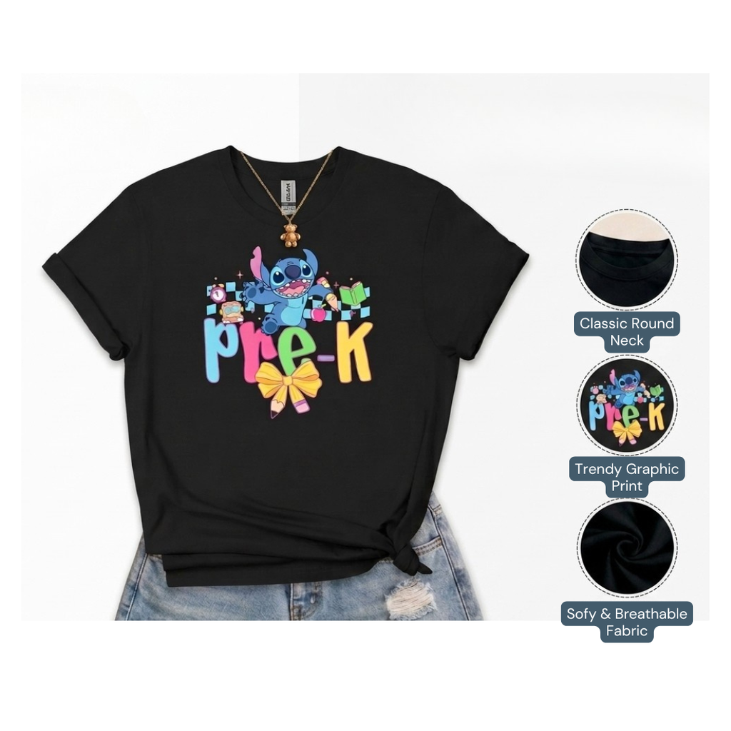 Personalized Stitch Pre-K Back to School Shirt – Kids Cotton T-Shirt