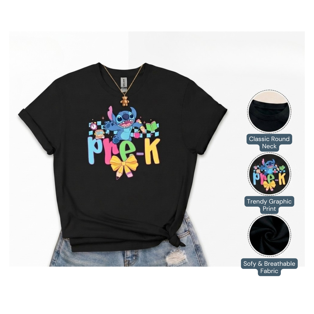 Personalized Stitch Pre-K Back to School Shirt – Kids Cotton T-Shirt