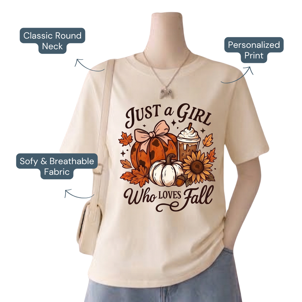 Girls Fall Halloween Shirt – Just a Girl Who Loves Fall Autumn Tee