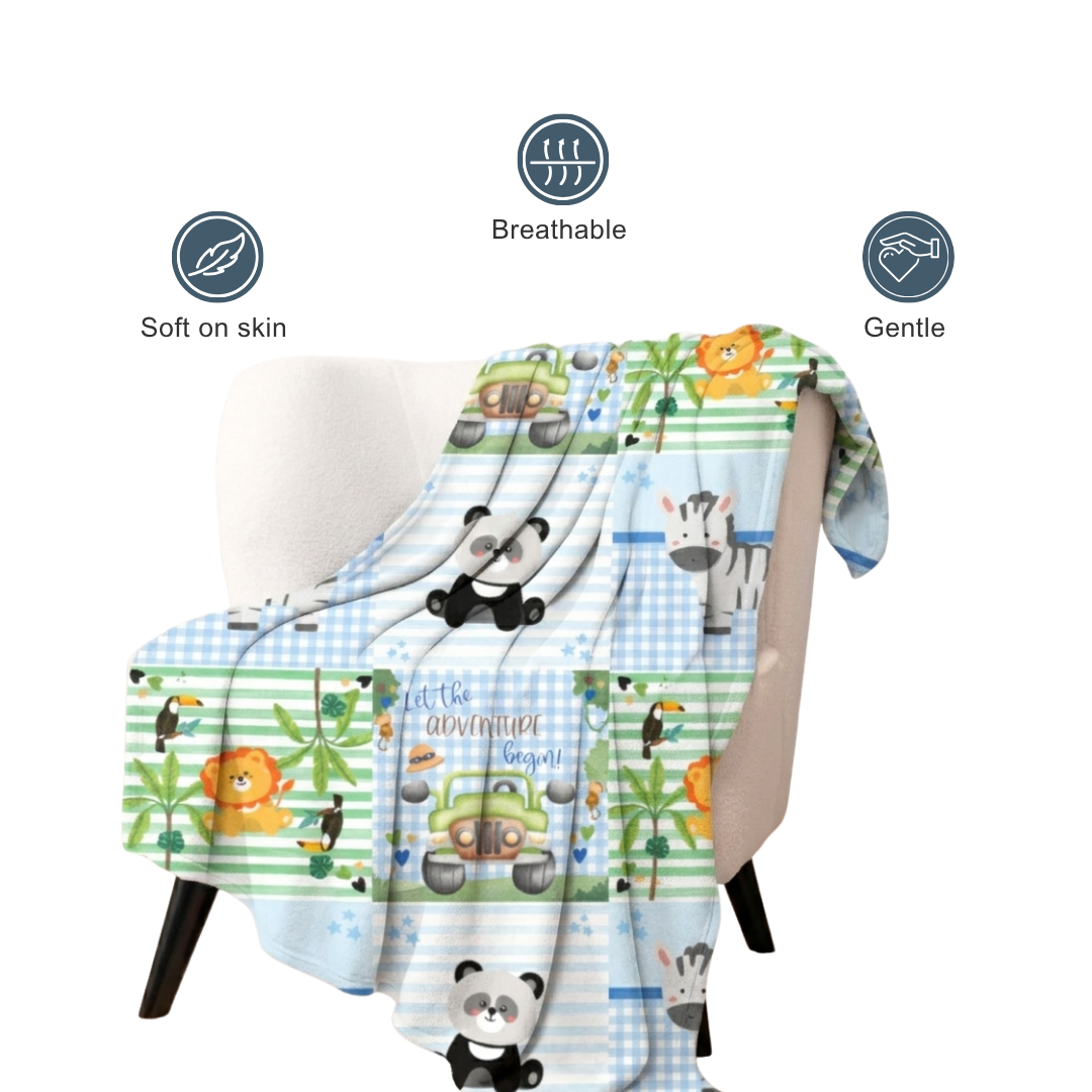 Personalized Kids Animal Zoo Blanket – Ultra-Soft Fleece 60x80