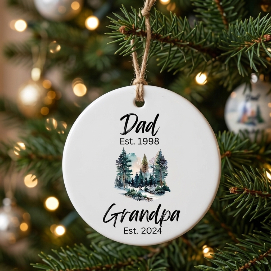 Personalized Grandpa & Father Christmas Ornament – Custom Ceramic Keepsake