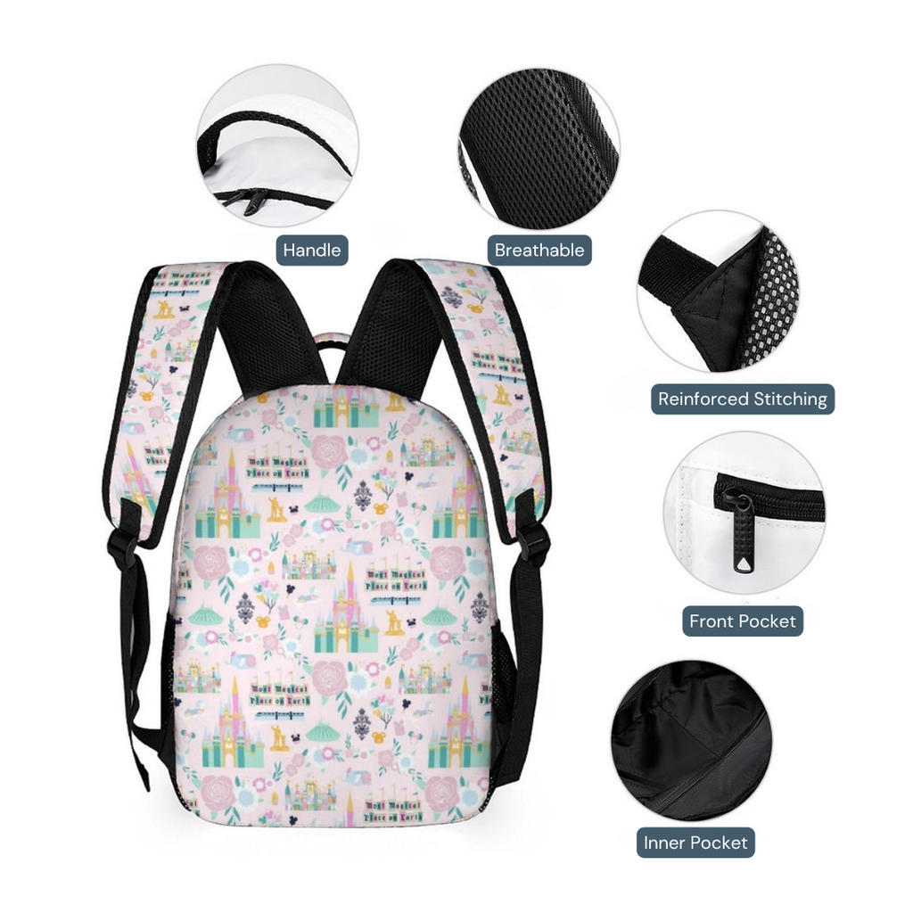 Personalized Disney Castle Backpack Set for Kids – 3-Piece School Bag Set