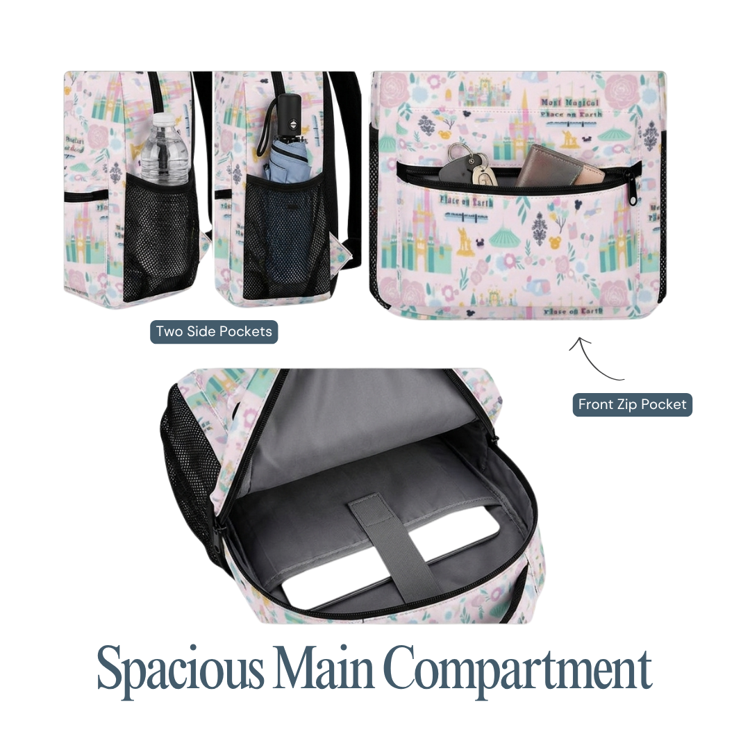 Personalized Disney Castle Backpack Set for Kids – 3-Piece School Bag Set