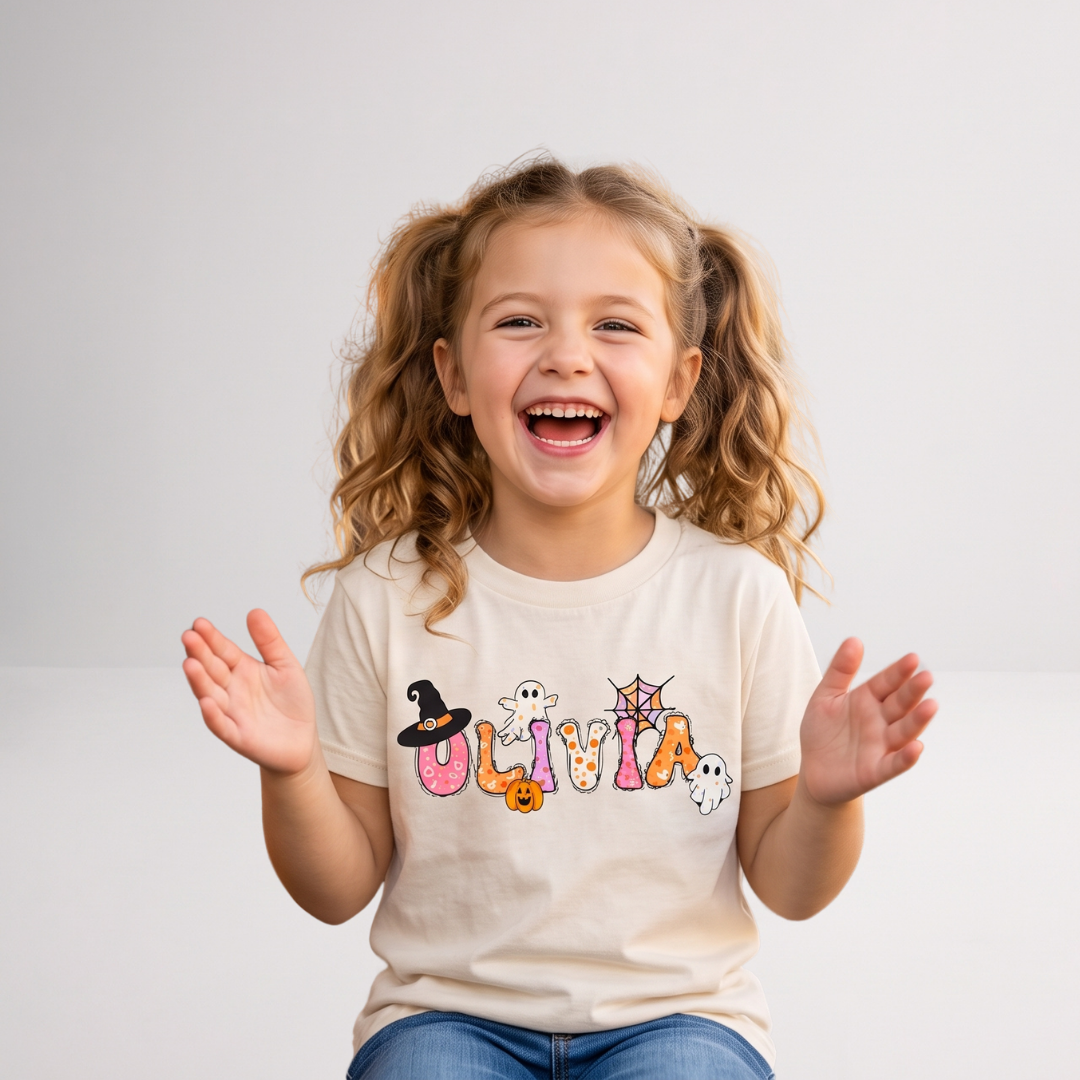 Custom Kids Halloween Name Shirt – Personalized Spooky Family Tee