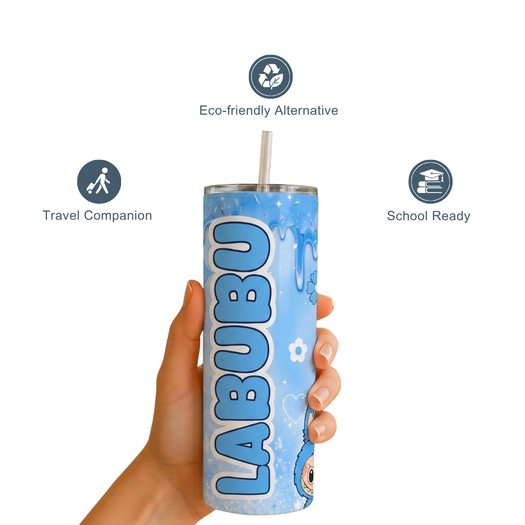 Personalized Blue Labubu Tumbler – 20 oz Stainless Steel Travel Mug