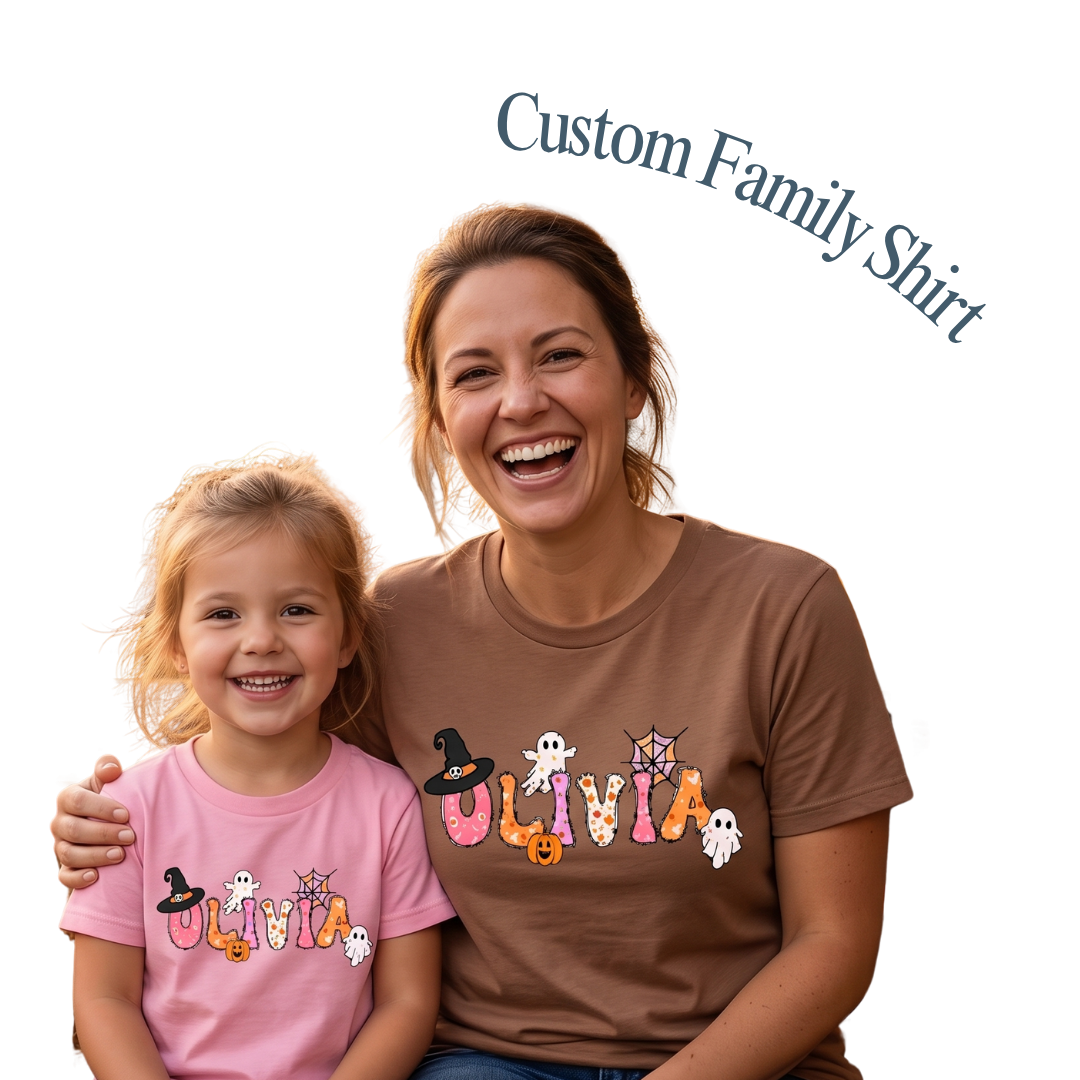 Custom Kids Halloween Name Shirt – Personalized Spooky Family Tee
