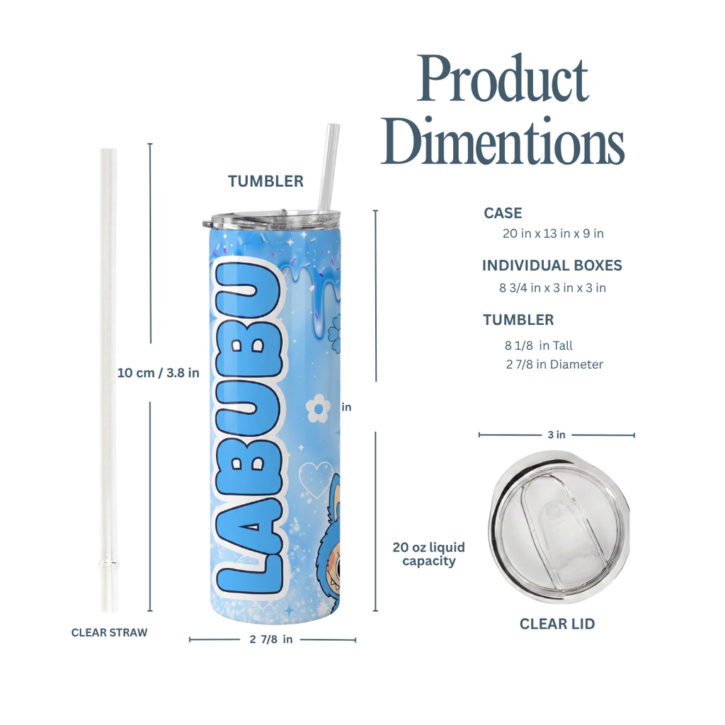 Personalized Blue Labubu Tumbler – 20 oz Stainless Steel Travel Mug