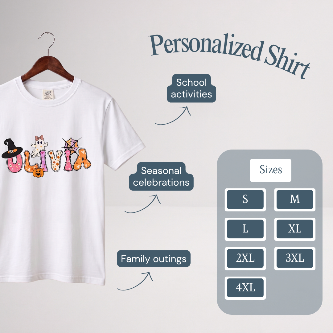 Custom Kids Halloween Name Shirt – Personalized Spooky Family Tee