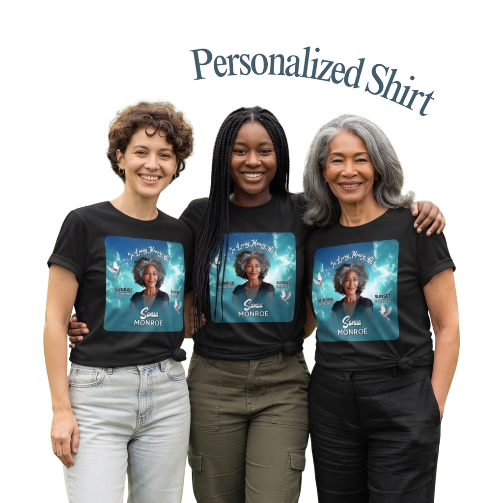 Personalized Memorial Black Shirt – Funeral Photo Remembrance & Memorial Tee