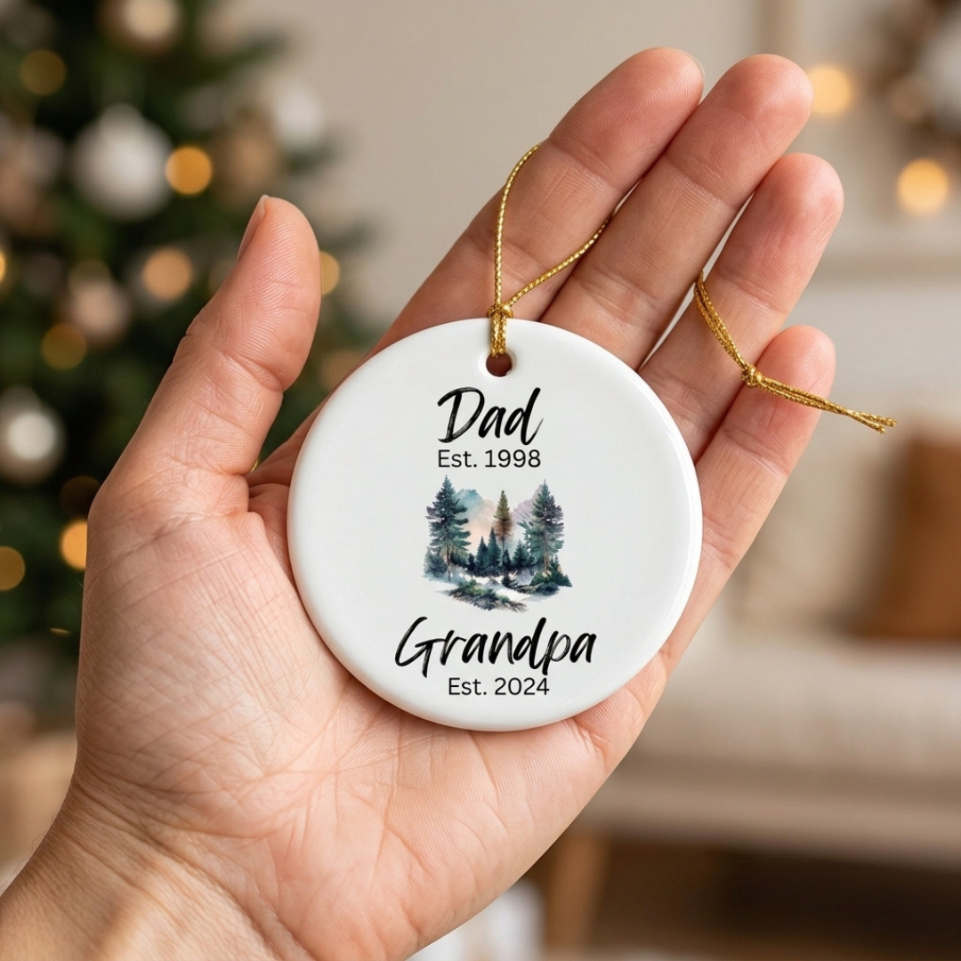 Personalized Grandpa & Father Christmas Ornament – Custom Ceramic Keepsake