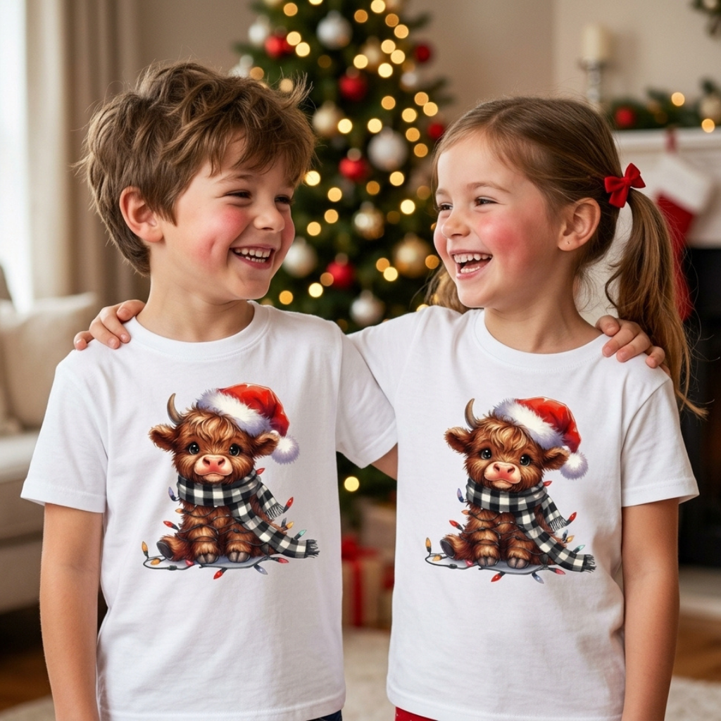 Personalized Christmas Cow Shirt – Kids & Family Holiday T-Shirt