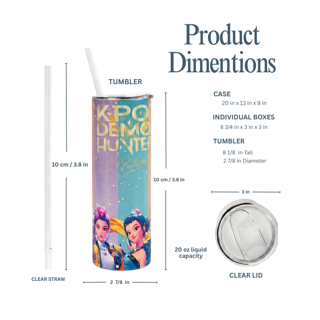 Colorful K-Pop Demon Hunter Tumbler – 20 oz Insulated Stainless Steel