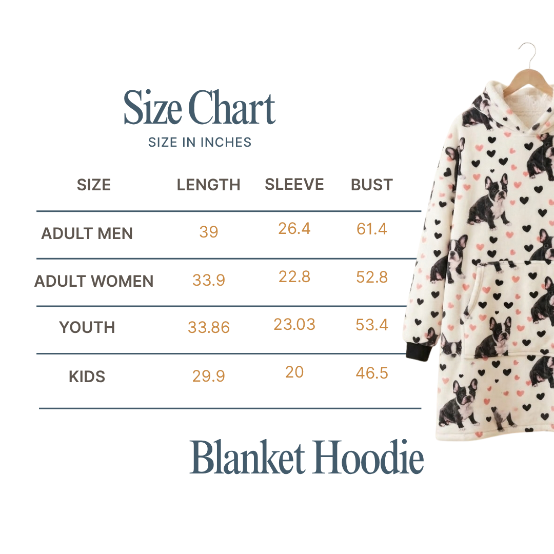 Custom Bulldog Wearable Blanket Hoodie – Personalized Family Snuggie