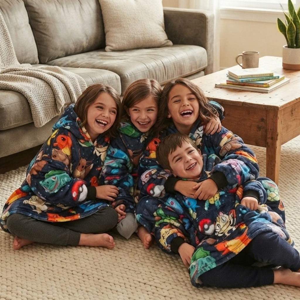 Custom Pokémon Wearable Blanket Hoodie – Personalized Family Snuggie