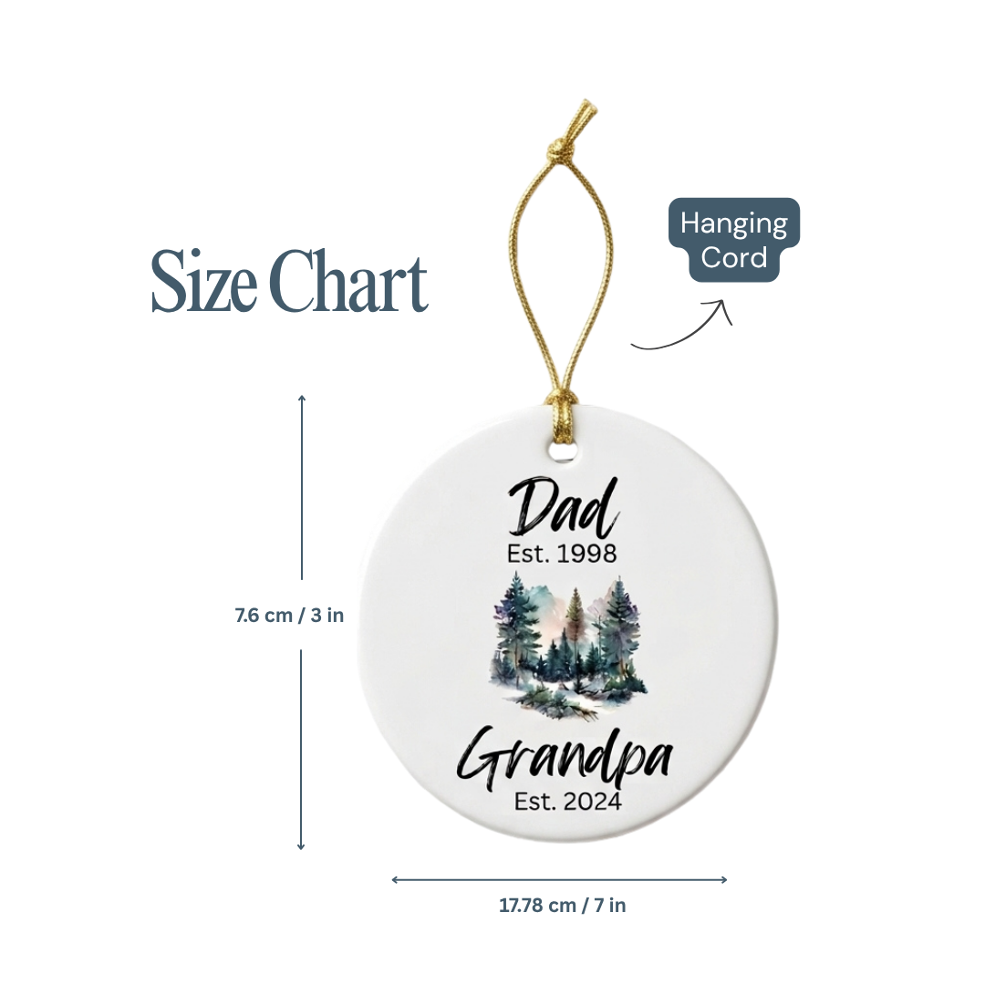 Personalized Grandpa & Father Christmas Ornament – Custom Ceramic Keepsake